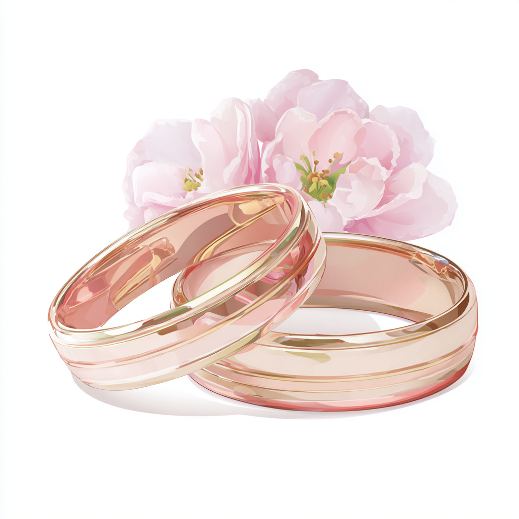 Wedding rings with floral decoration elegant, wedding clipart