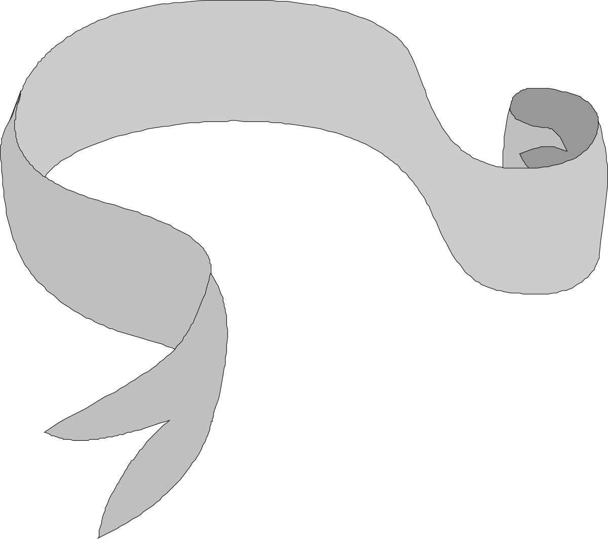 Gray and White Ribbon Clipart Design for Borders and Bars