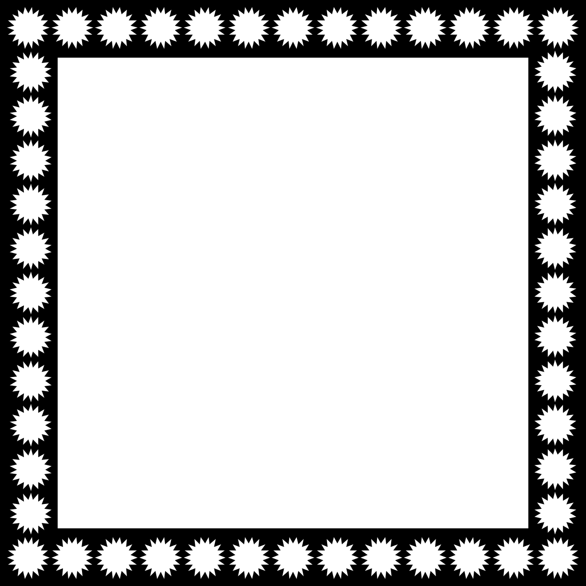 Beautiful White Flower Square Frame on Elegant Black Background - Clipart