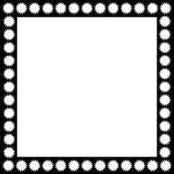 Beautiful White Flower Square Frame on Elegant Black Background - Clipart