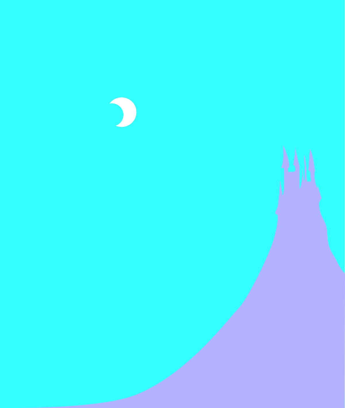 Borders and Frames: Blue Sky with Crescent Moon Clipart