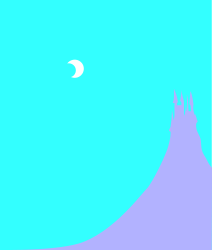 Borders and Frames: Blue Sky with Crescent Moon Clipart