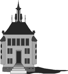 Black and White House with Steeple - Classic Clipart Collection