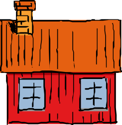 Red House with Chimney Clipart - Vibrant and Charming Design