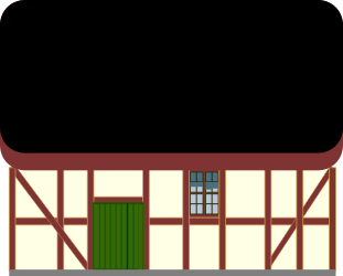 Building with Green Door and Windows Clipart