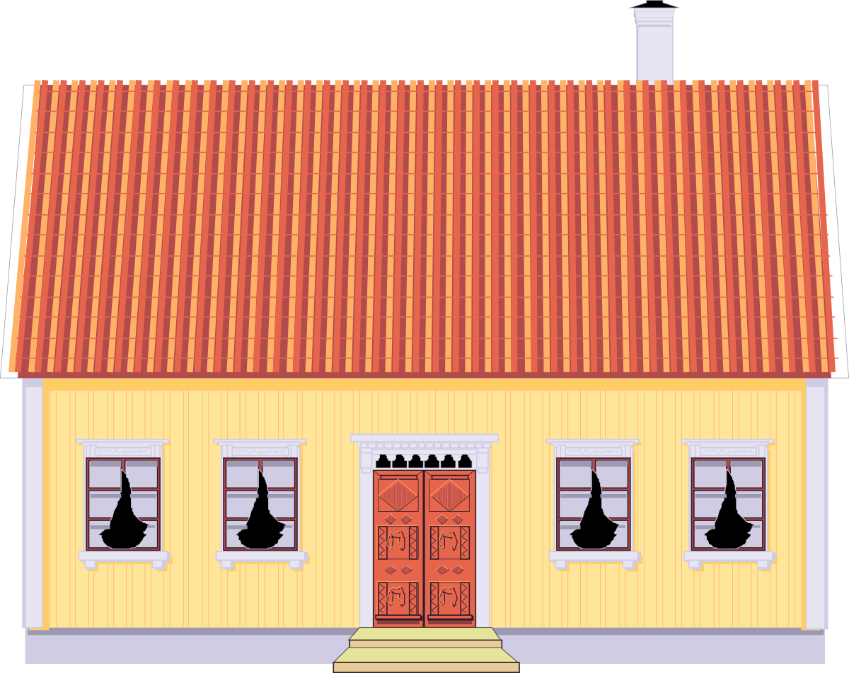 Small House with Red Roof and Red Door Clipart