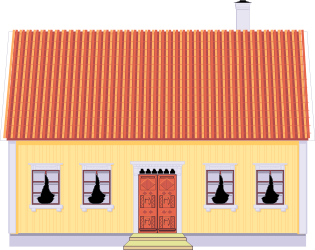 Small House with Red Roof and Red Door Clipart