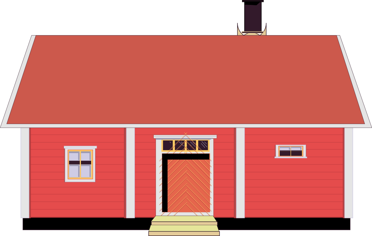 Red House with Chimney Clipart - Cozy Cottage Illustration