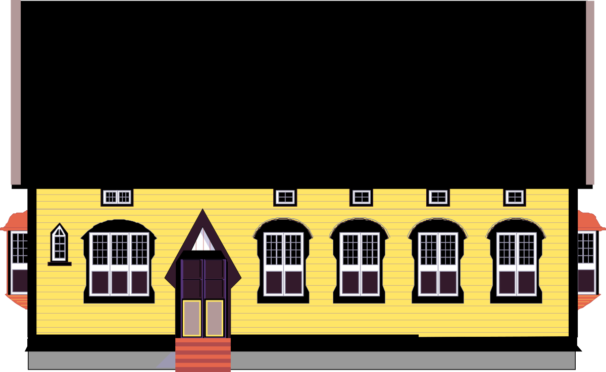 Yellow House with Red Door and Windows - Vibrant Clipart Design