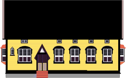 Yellow House with Red Door and Windows - Vibrant Clipart Design