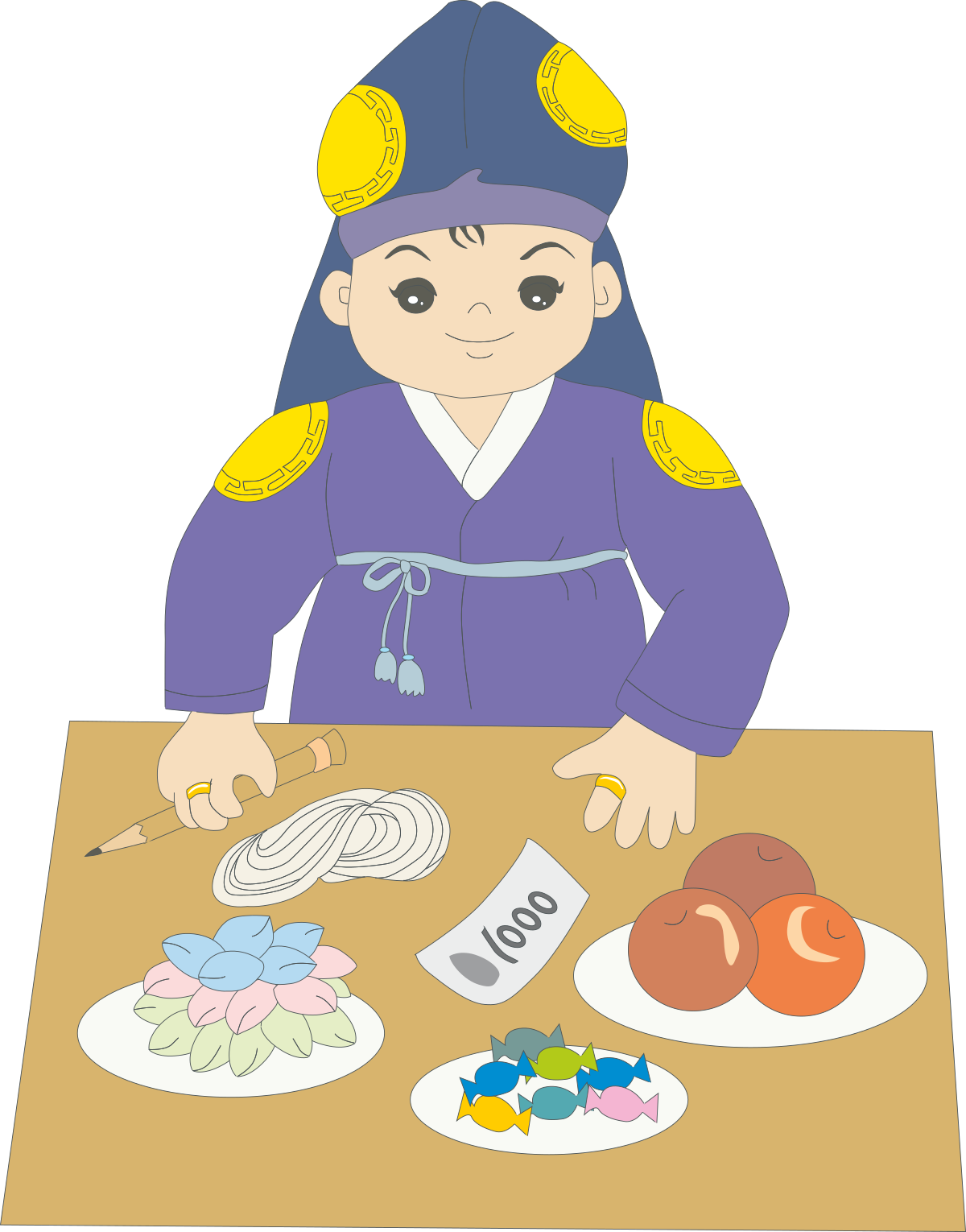 Little Girl in Purple Robe Making Doll - Charming Clipart for Kids