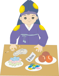 Little Girl in Purple Robe Making Doll - Charming Clipart for Kids