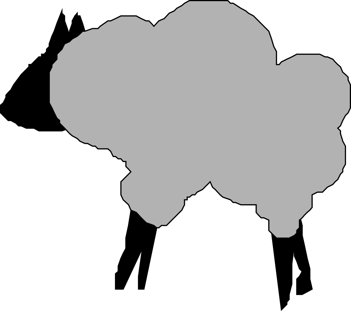 Sheep Silhouette on Gray Map of Africa Clipart