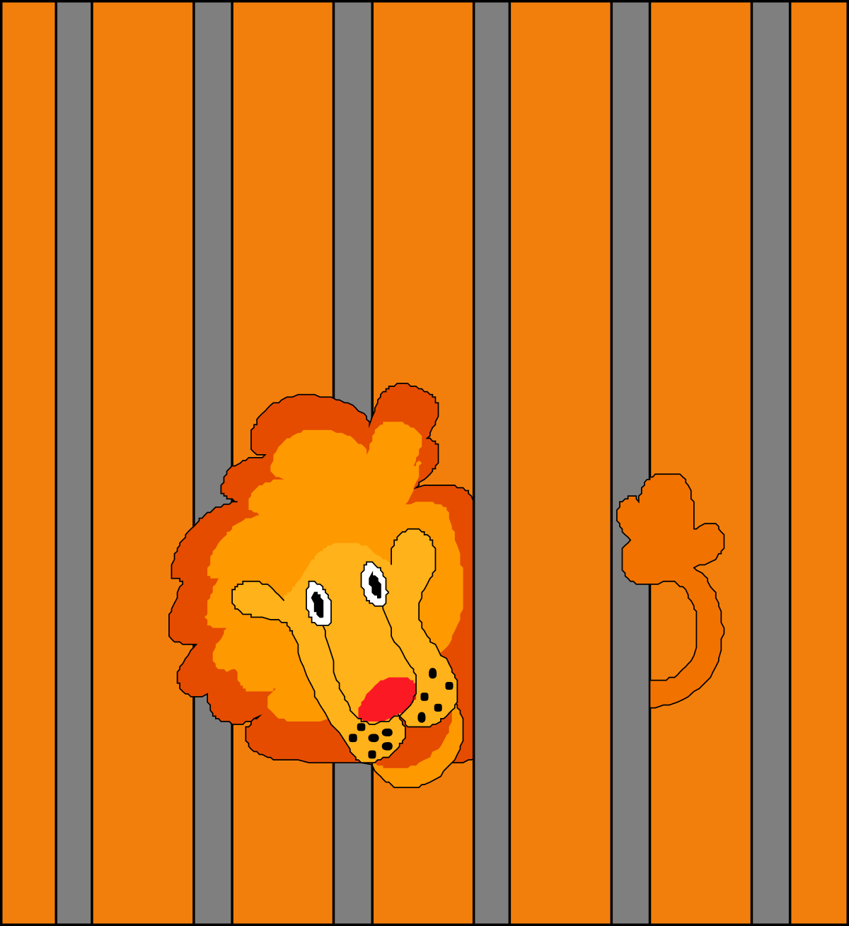 Cartoon Lion Peeking Behind Jail Cell - Fun Clipart for Creative Projects