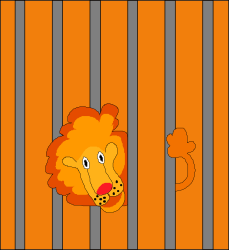 Cartoon Lion Peeking Behind Jail Cell - Fun Clipart for Creative Projects