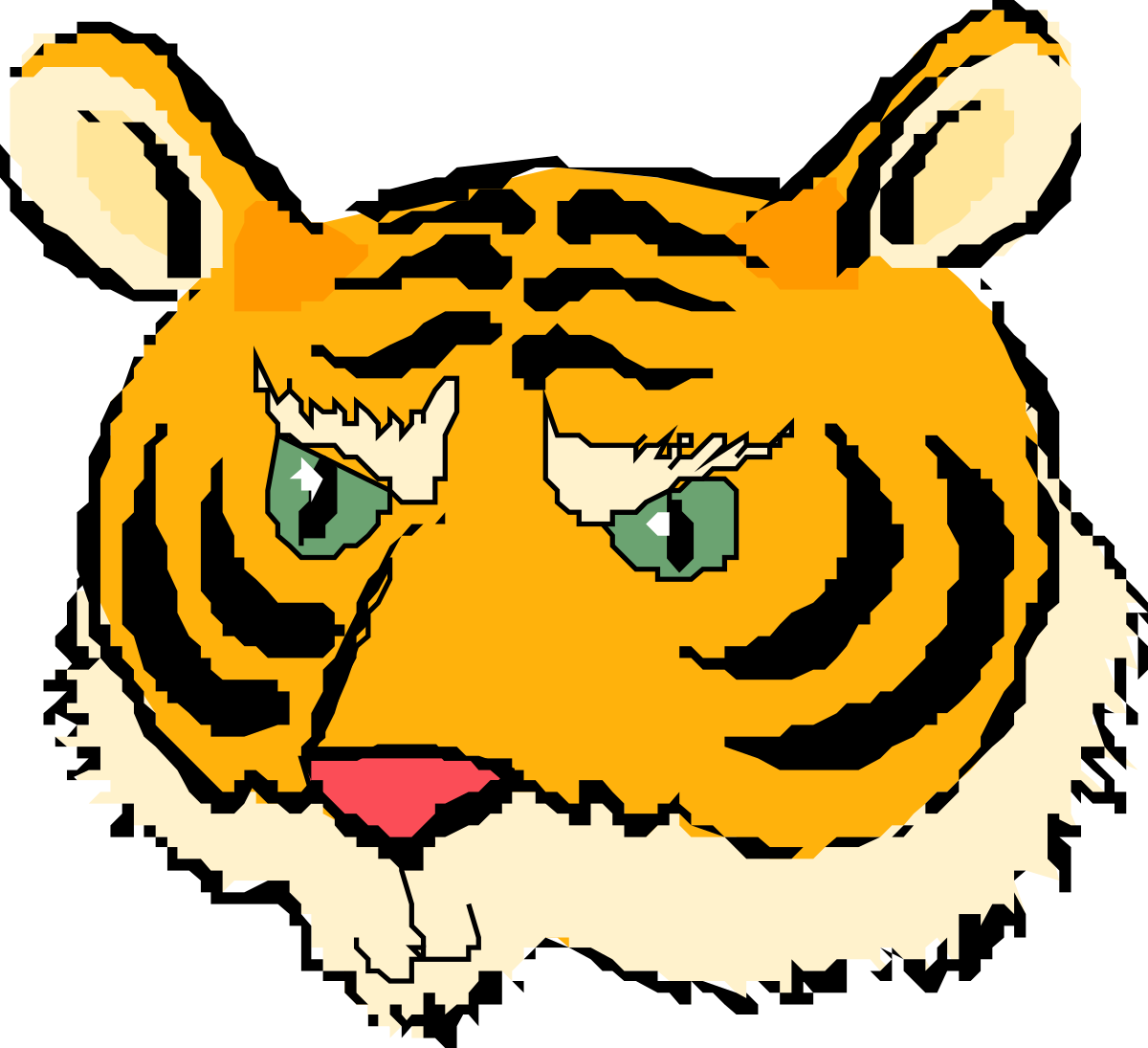 Tiger Face Clipart with Striking Green Eyes
