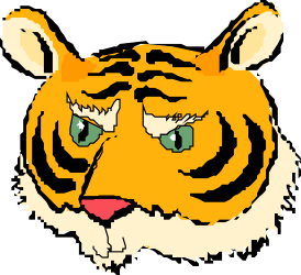 Tiger Face Clipart with Striking Green Eyes