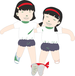 Two Girls in Shorts and White Shirts Clipart