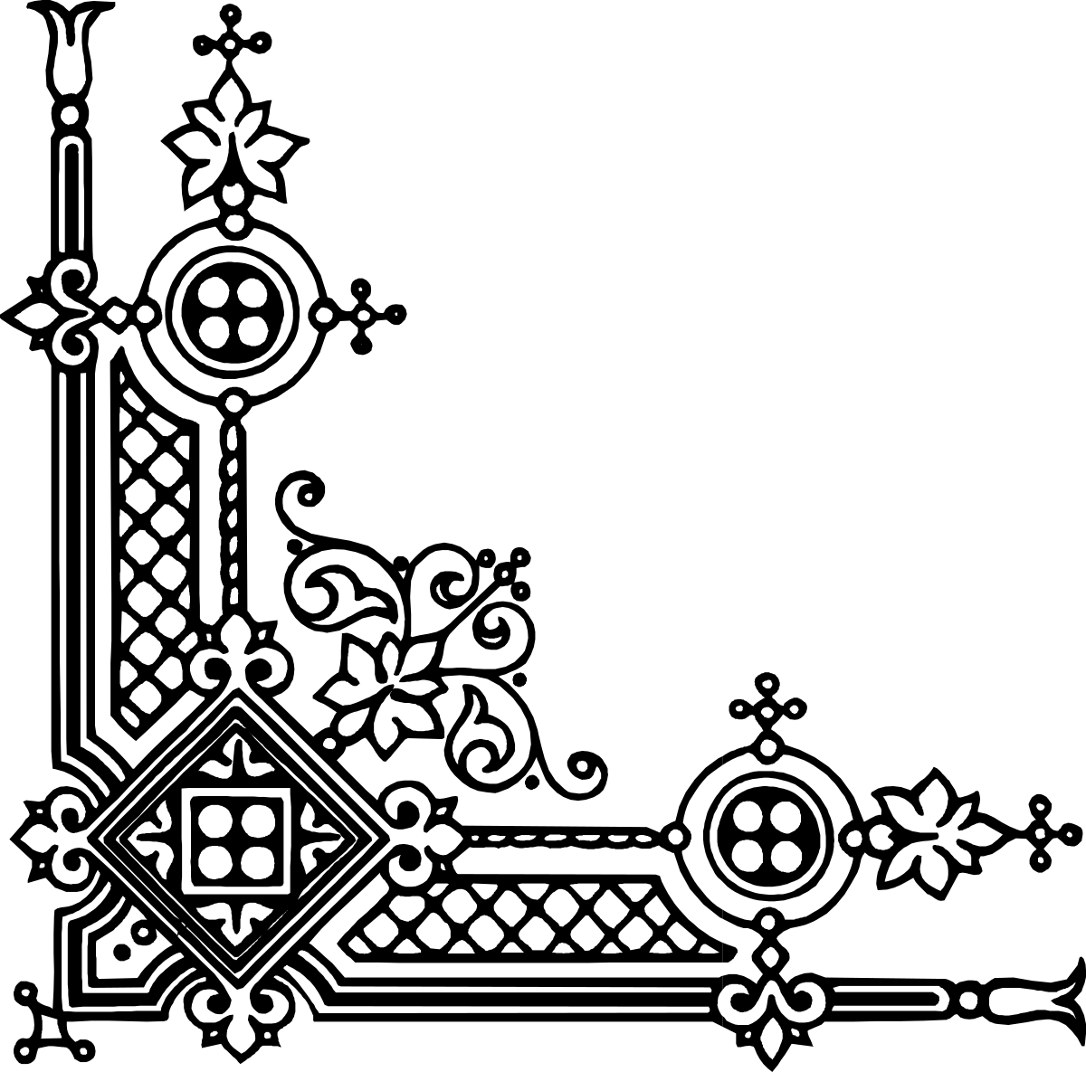 a black and white image of a letter l clip art png transparent Black and White Letter L Clipart - Stylish Borders and Miscellaneous Designs
