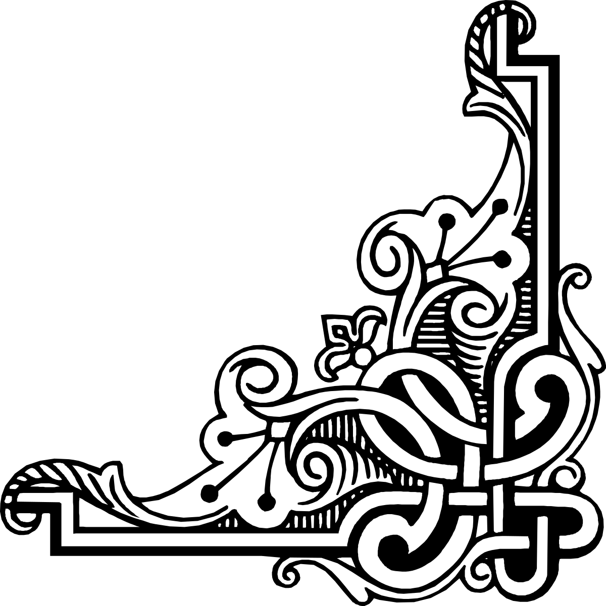 a black and white image of a decorative design clip art png transparent Decorative Black and White Borders and Corners Clipart Design