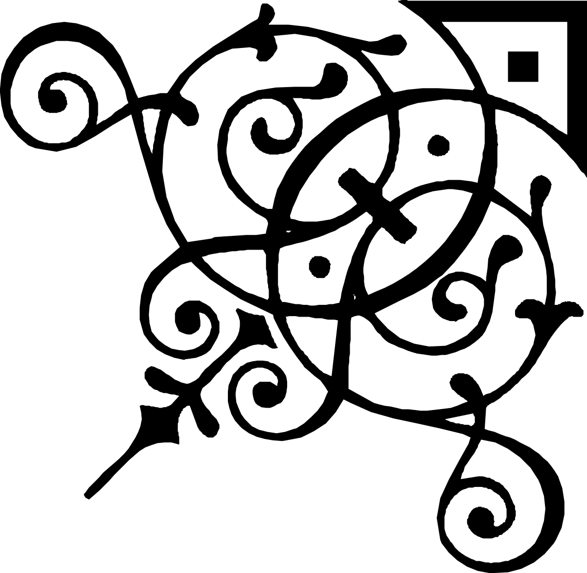 Stylized Black and White Logo Clipart with Borders and Corners