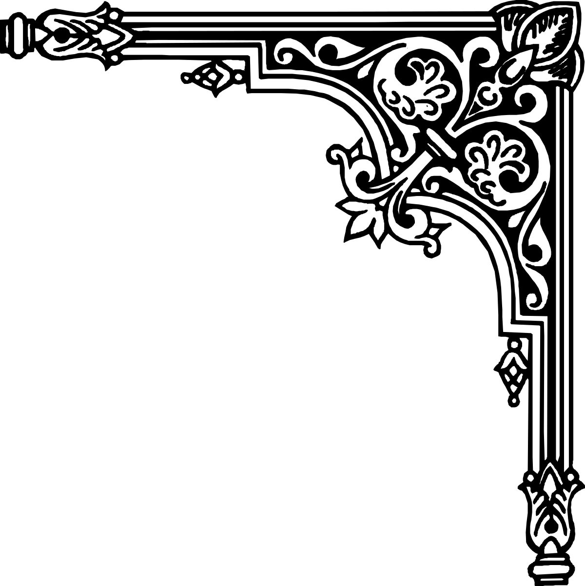 Decorative Letter P Clipart - Elegant Corners and Borders Design