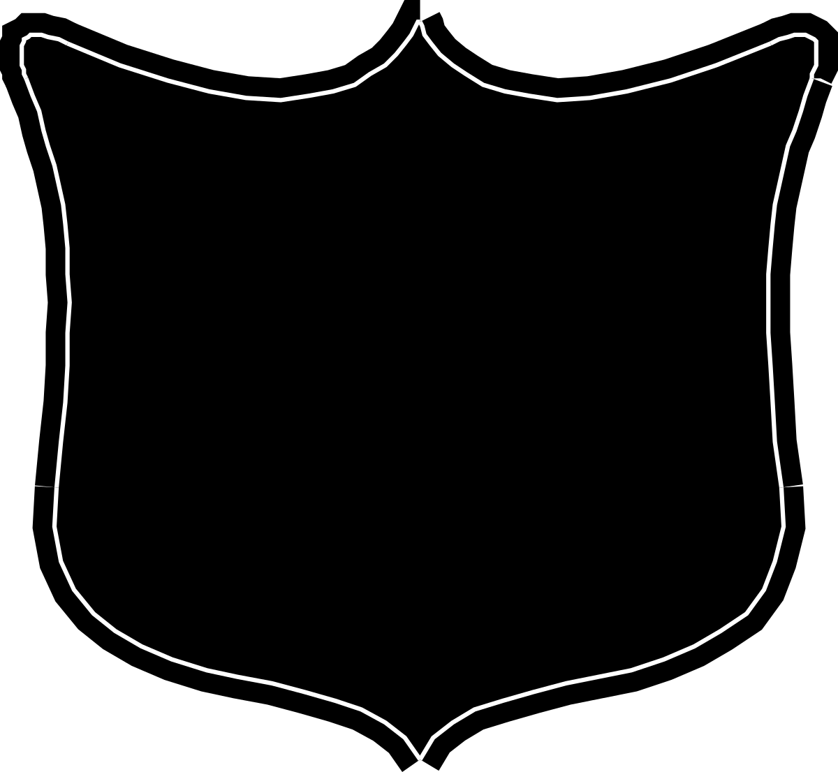 Black and White Shield Clipart: Bold Outline Design