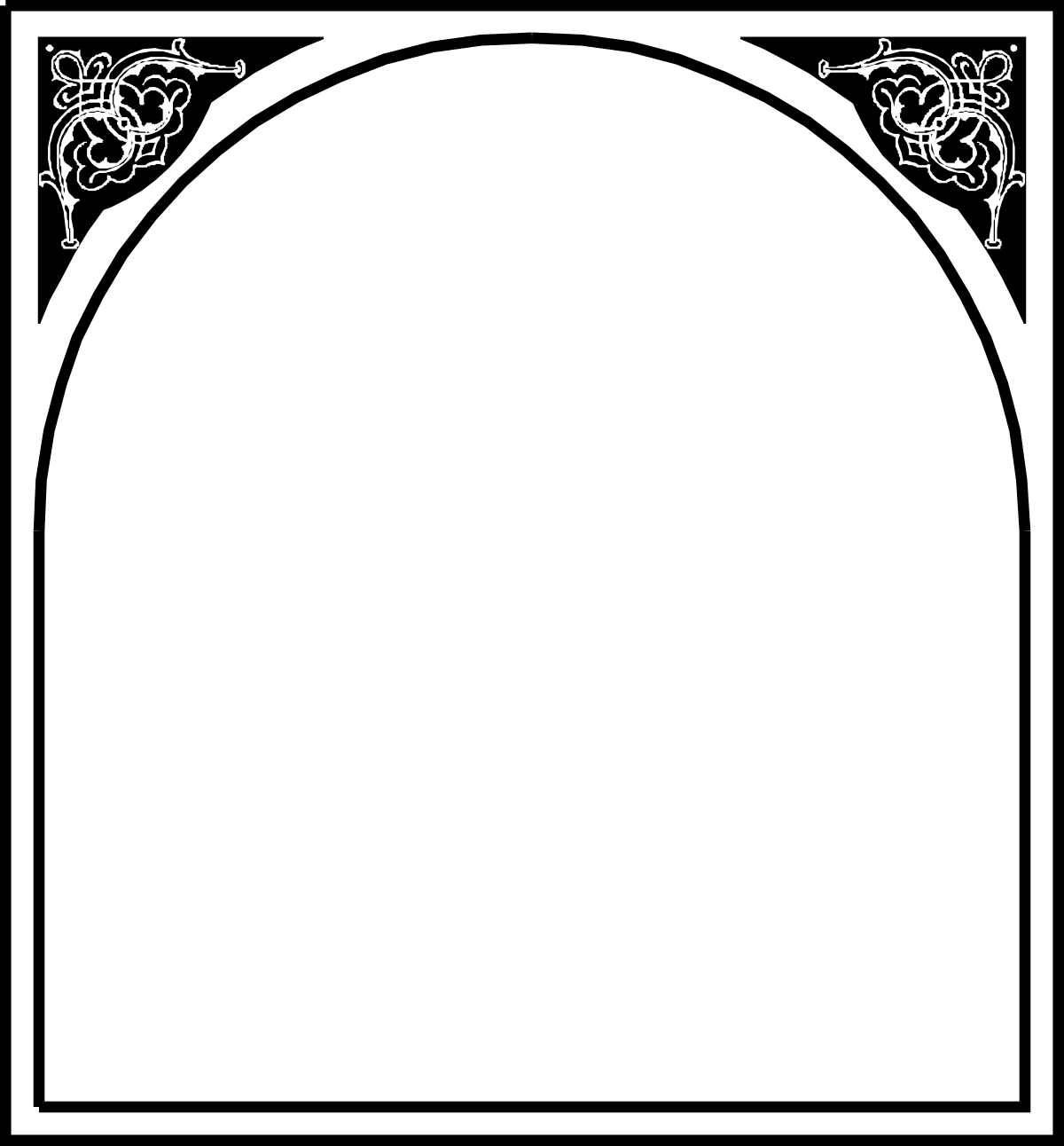 Elegant Floral Design Black and White Frame Clipart for Business Use