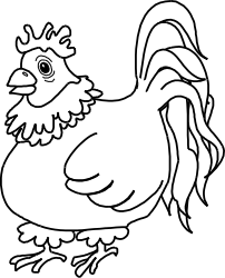 Black and White Rooster with Crown Clipart - Majestic Farm Animal