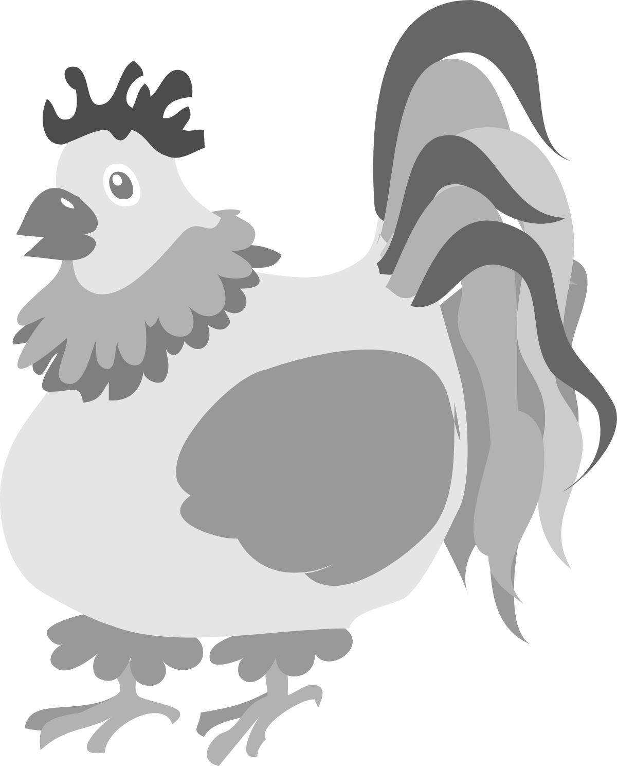 Gray and White Chicken with Black Tail Clipart - Perfect for Your Projects
