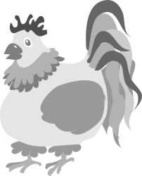 Gray and White Chicken with Black Tail Clipart - Perfect for Your Projects