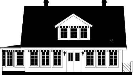 Black and White House with Porch Clipart for Versatile Designs