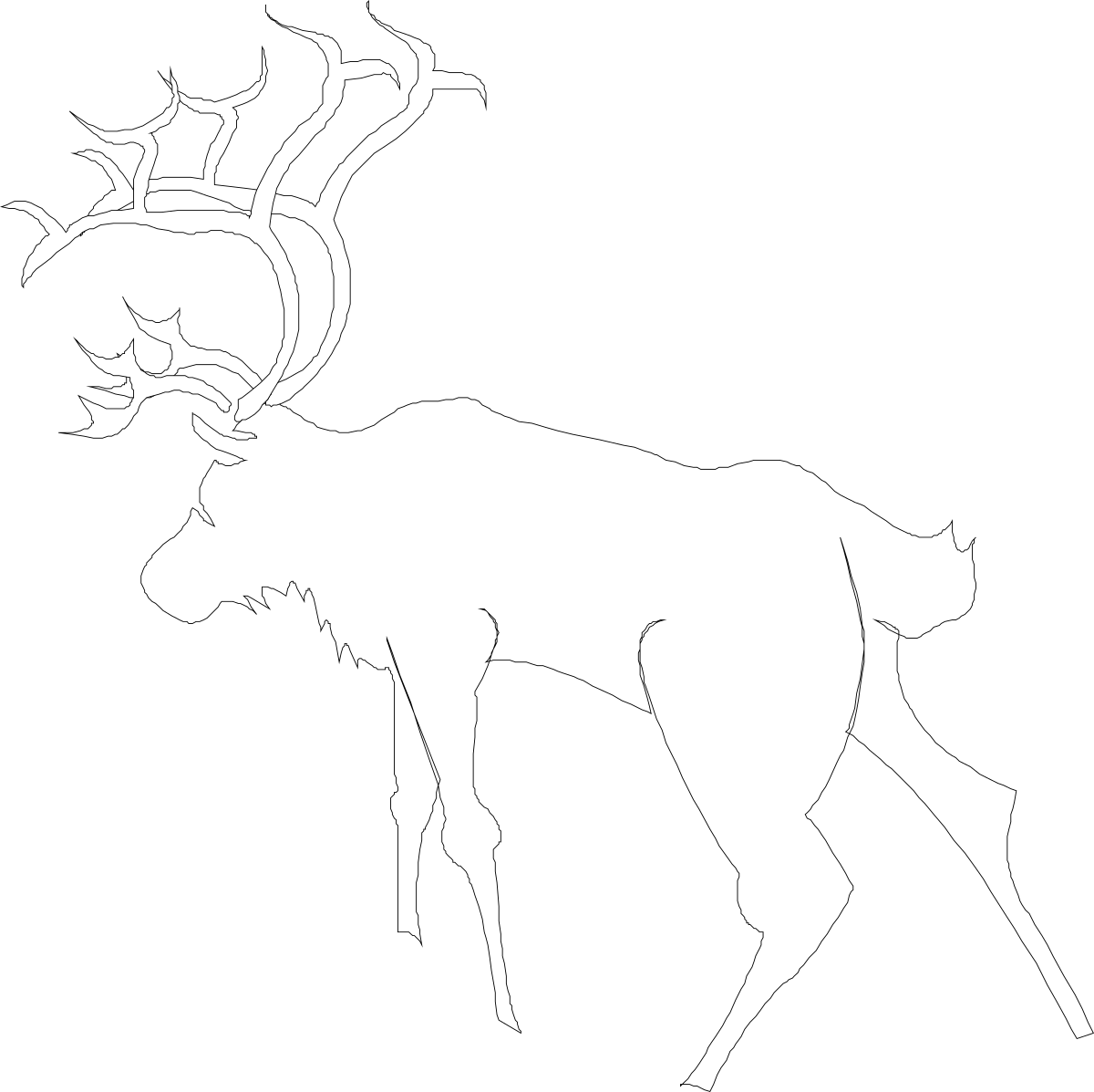 Deer Silhouette Clipart: Elegant White Figure with Antlers