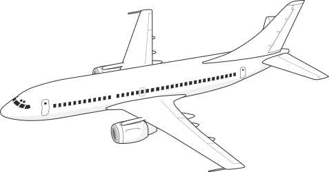 White Airplane with Black Stripes Clipart for Travel Themes