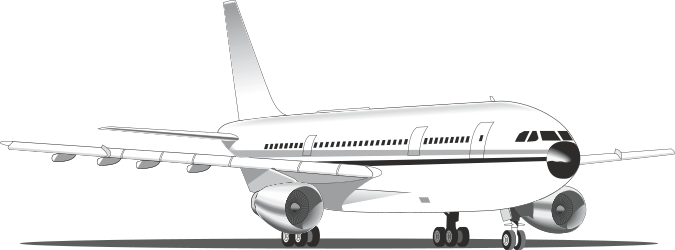White Airplane on Black Background Clipart - Simple and Elegant