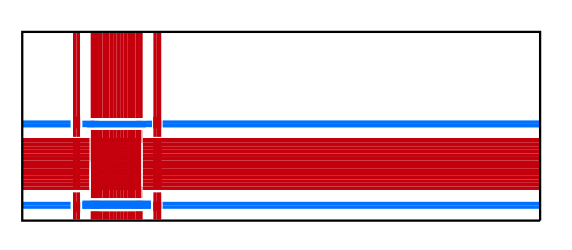 Red and Blue Cross Clipart with White Borders and Bars