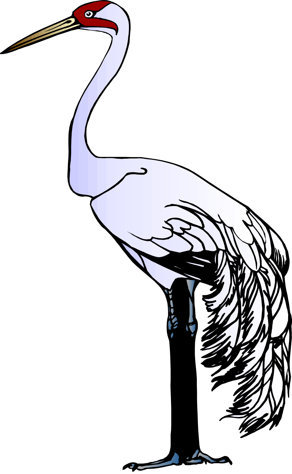Elegant White Crane on Black Background  Stunning Clipart for Your Projects
