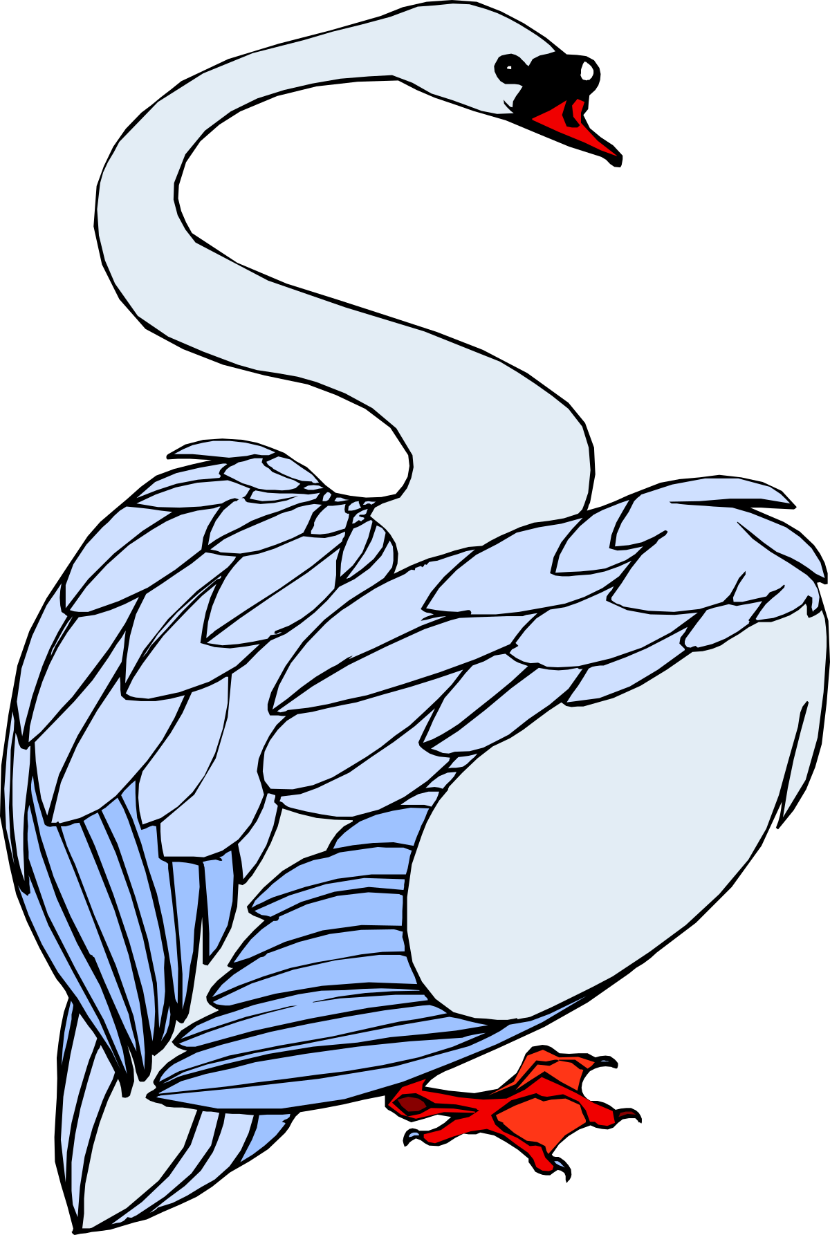 Swan with Red Beak and Wings - Exquisite Clipart for Nature Themes
