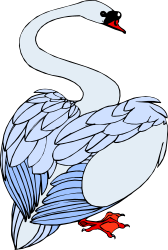 Swan with Red Beak and Wings - Exquisite Clipart for Nature Themes