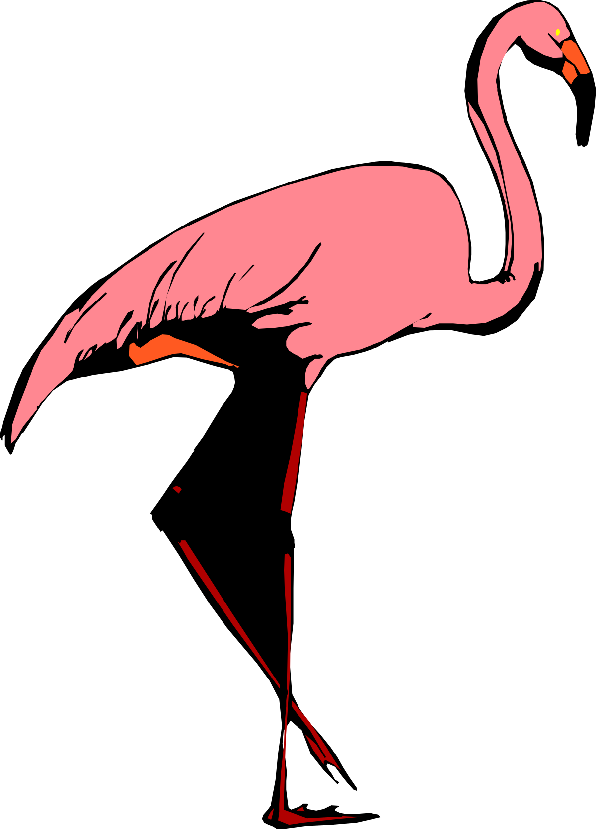 a pink flaming standing on a black background clip art png transparent Pink Flamingo on Black Background - Stunning Clipart Illustration