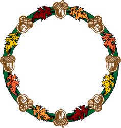 Autumn Leaves Circle Clipart with Acorns and Plants