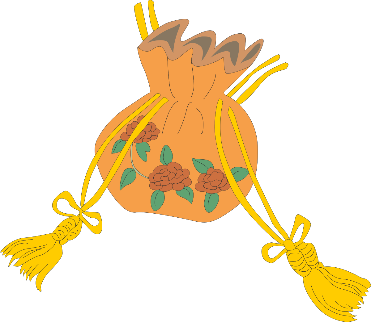 Heart with Yellow Ribbon and Flowers Clipart