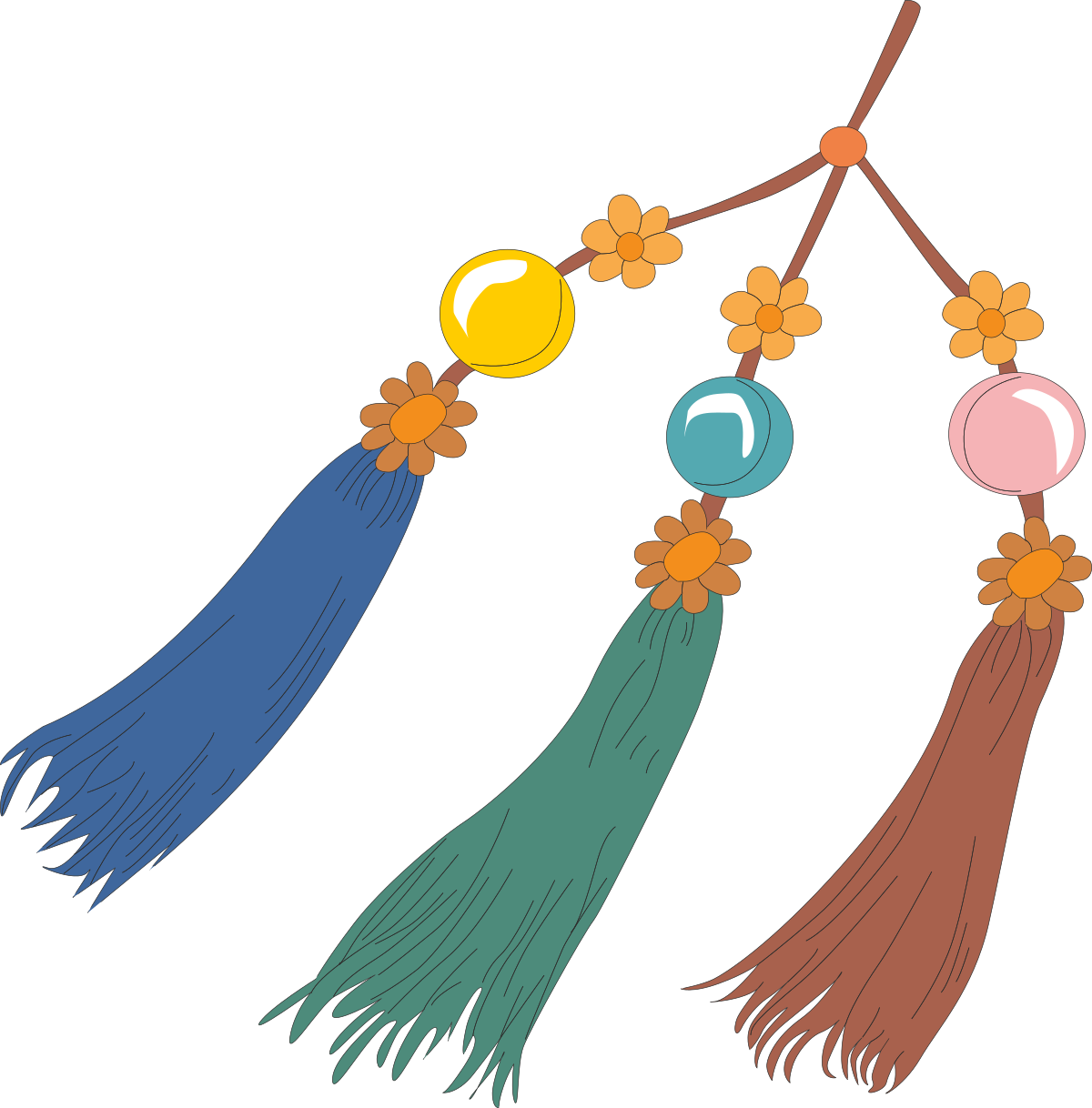 Hanging Three Ta Tas from a Branch Clipart Illustration