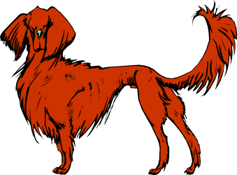 Red Dog Standing with Long Tail - Vibrant Clipart Design