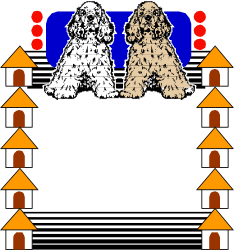 Traffic Cones and Two Dogs Sitting on a Road - Playful Clipart