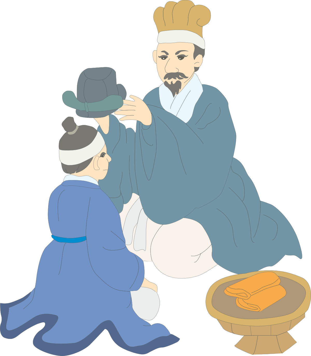 Man and Woman Sitting on the Ground Clipart - Engaging Outdoor Scene