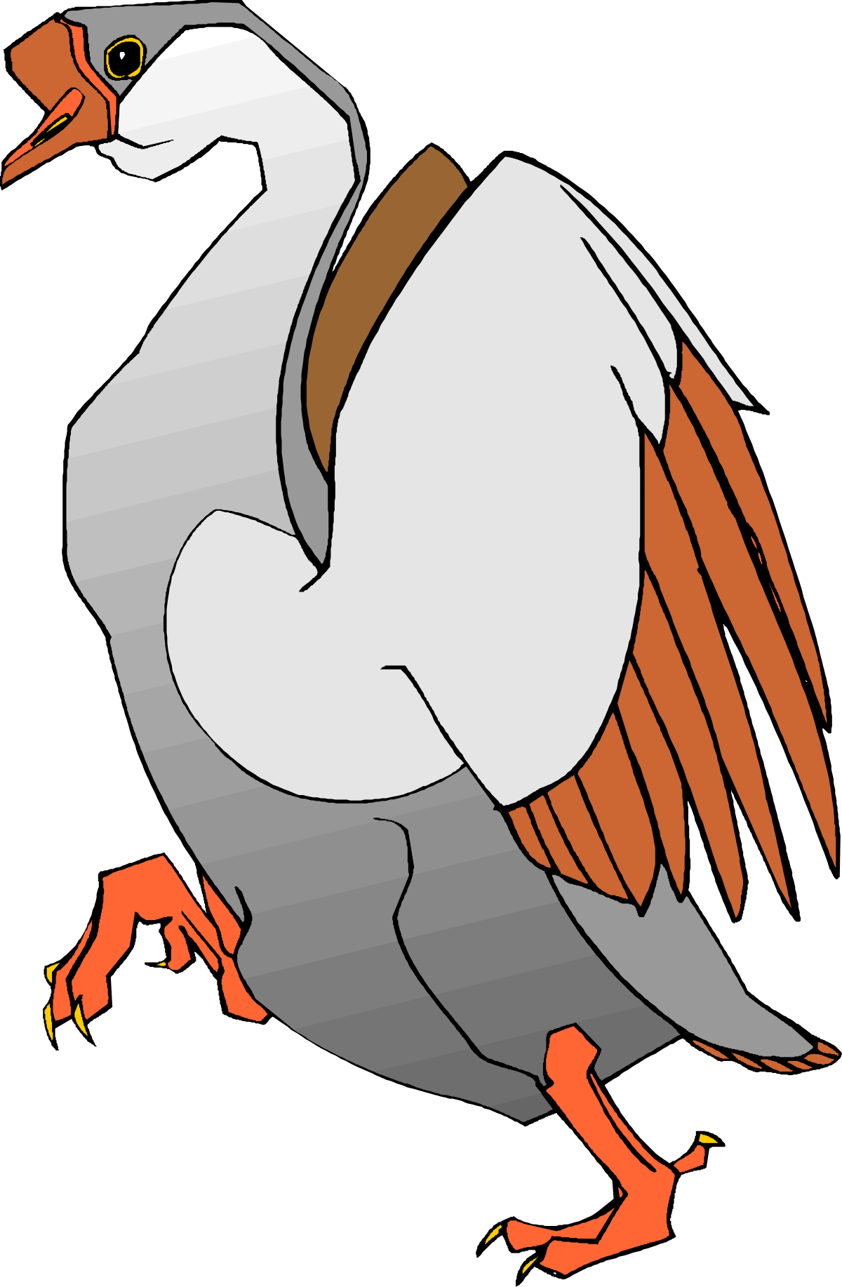 a white duck with orange feet and a brown beak clip art png transparent White Duck with Orange Feet and Brown Beak Clipart