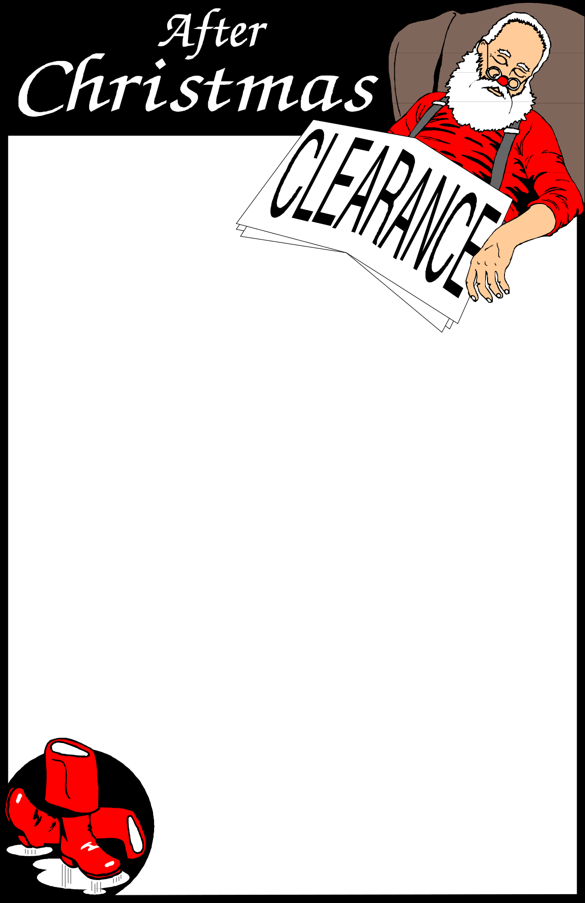 a santa claus is sitting in a chair with a sign clip art png transparent Santa Claus Sitting in a Chair - Festive Business Borders Clipart