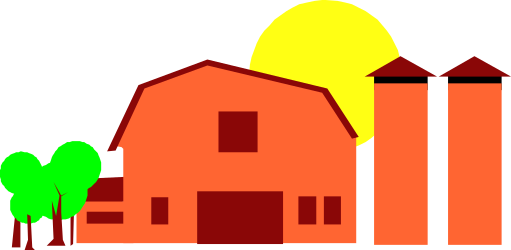 Red Barn and Tree Clipart: Rustic Farm Scene