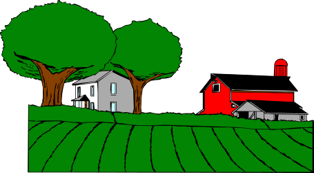 Red Barn and Tree Clipart - Vibrant Farm Scene Illustrations